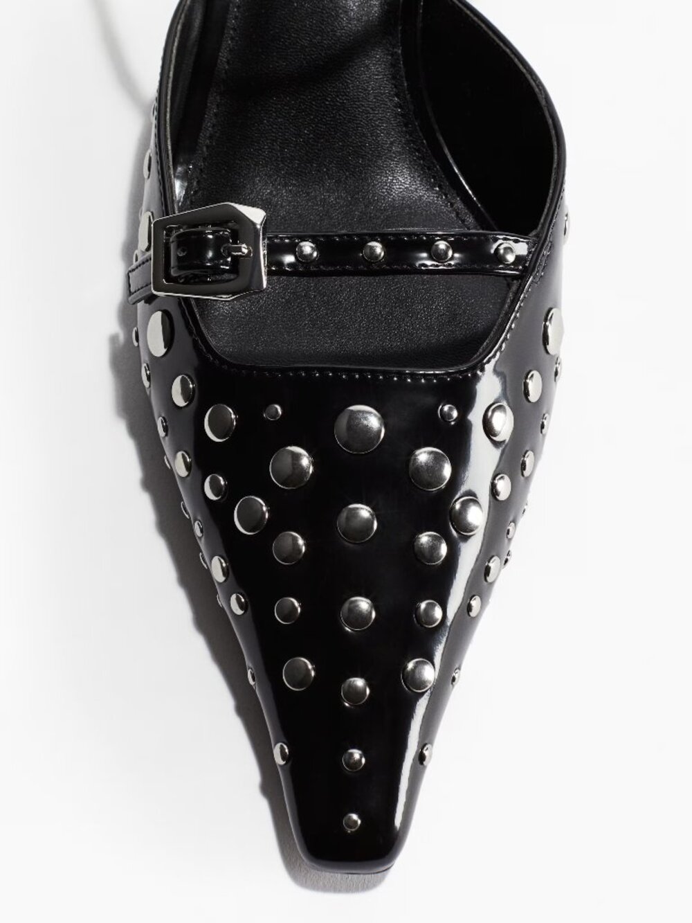 NWT H&M Black Studded Heeled Sandals Slingback Mid Heel Size US 9 / EUR 40